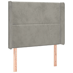 Maison Chic Tête de lit moderne avec oreilles pour chambre - Décoration de lit Gris clair 83x16x118/128 cm Velours -MN96725