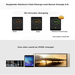 Avis Wewoo Pour Smartphones & Tablettes Banque blanc de puissance et ampère Oreillette Bluetooth avec câble de charge Micro USB vers USB, 100-240 V de large, prise US Chargeur de port USB simple Huawei rapide 9V2A / 5V2A