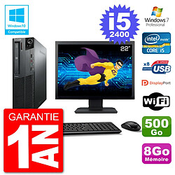 PC Lenovo M82 SFF Ecran 22" i5-2400 RAM 8Go Disque 500Go Graveur DVD Wifi W7 - Occasion