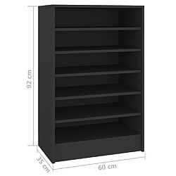 vidaXL Armoire à chaussures Noir 60x35x92 cm Bois d’ingénierie pas cher