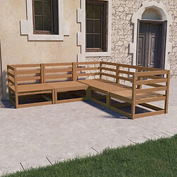 vidaXL Salon de jardin 5 pcs marron miel bois de pin massif