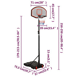 vidaXL Support de basket-ball Noir 216-250 cm Polyéthylène pas cher