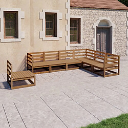 vidaXL Salon de jardin 7 pcs marron miel bois de pin massif