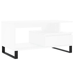 Maison Chic Table basse,Table Console Table d'appoint, Table pour salon Blanc 90x49x45 cm Bois d'ingénierie -MN66073