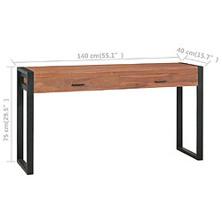 vidaXL Bureau avec 2 tiroirs 140x40x75 cm Bois de teck pas cher