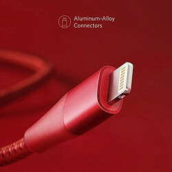 Wewoo Câble Powerline + II de données charge pour chariots traction amovibles en nylon certifiés Apple MFI USB à Lightning 8 broches, longueur: 1,8 m (rouge) pas cher