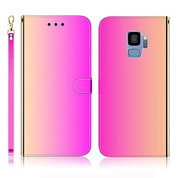 Wewoo Coque Pour Galaxy S9 Etui à rabat en surface imitation miroir avec fentes cartes et porte-cartes ainsi que portefeuille et lanière dégradé de couleur