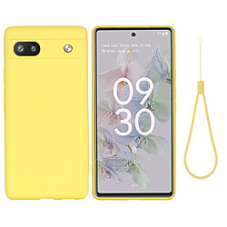 Coque en silicone antichoc, flexible avec lanière, jaune pour votre Google Pixel 6a