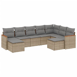 vidaXL Salon de jardin avec coussins 9pcs mélange beige résine tressée