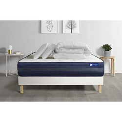 ACTISOM Pack prêt à dormir matelas ACTILATEX TECH 140x190 Mémoire de forme Maxi épaisseur + sommier KIT blanc + 2 oreillers +couette