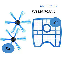 Accessoires pour Robot de balayage Philips, 3 pièces/ensemble, 2 brosses rondes + 1 filtre, FC8066 FC8820 FC8810