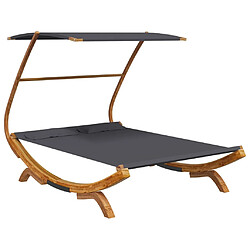 vidaXL Lit repos et auvent 165x203x138cm Bois courbé massif Anthracite