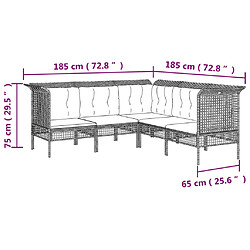 vidaXL Salon de jardin 8 pcs avec coussins Gris Résine tressée pas cher