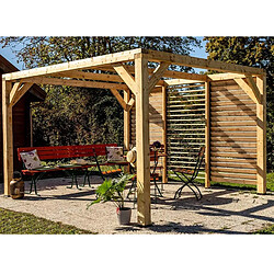 Pergola bioclimatique 12.20m² bois naturel - vt3436v - HABRITA