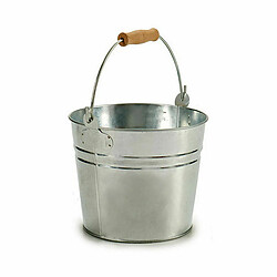 Ibergarden Cache-pot Seau Argenté Bois Zinc 22,5 x 27 x 22 cm (24 Unités)