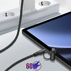 Avis Forever Câble USB-C 60W vers USB-C et iPhone Lightning Nylon Tressé 1m Noir