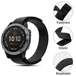 Bracelet en nylon fermeture à boucle ajustable 22mm, noir pour votre Garmin Fenix 6/Samsung Galaxy Watch 3 45mm/Watch 46mm