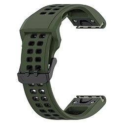 Bracelet en silicone 26mm, bicolore, fermeture rapide avec boucle à double trou pour Garmin Enduro/Fenix 7X/7X Solar/COROS VERTIX 2 - vert armée/noir