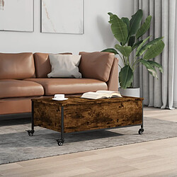 Avis Maison Chic Table basse pour salon | Table à café avec roulettes chêne fumé bois d'ingénierie -GKD92329