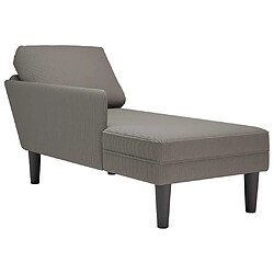 vidaXL Chaise longue avec coussin gris clair tissu en velours côtelé