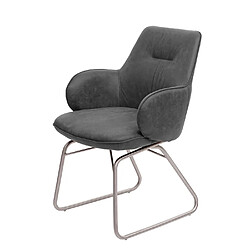 Mendler Chaise de salle à manger HWC-G72, fauteuil, mécanisme basculant, tissu, acier inox brossè ~ gris