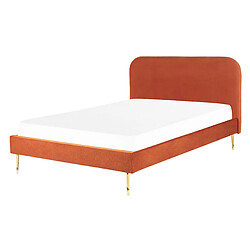 Beliani Lit double en velours orange 140 x 200 cm FLAYAT