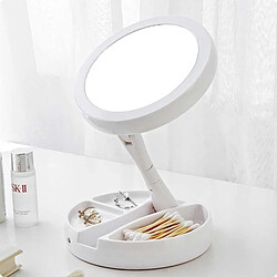 Wewoo Miroir de maquillage avec lumière LED pliable 2 PCS 10X grossissant un poche cosmétique