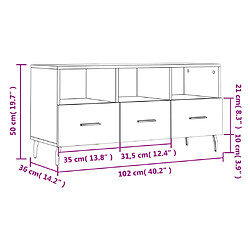 vidaXL Meuble TV chêne fumé 102x36x50 cm bois d'ingénierie pas cher