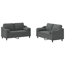 Maison Chic Ensemble de canapés 2 pcs coussins, Canapé droit Sofa pour Salon gris foncé tissu -GKD856528