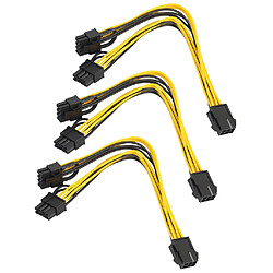 3pcs 6Pin Femelle à 2x 8 Broches (6 + 2) Pci Mâle Express Puissance Y Câble Séparateur