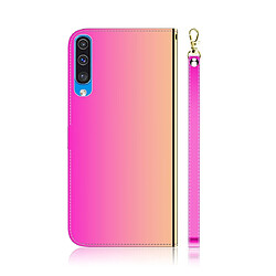 Avis Wewoo Housse Coque Etui à rabat horizontal en surface imitation miroir pour Galaxy A50 avec fentes cartes et porte-cartes ainsi que portefeuille et lanière dégradé de couleur