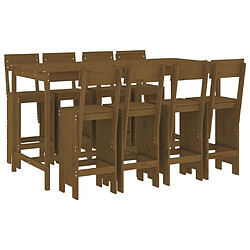 Maison Chic Table de bar et chaises d'extérieur 9 pcs,Ensemble de bar de jardin pour relax marron miel bois de pin massif -GKD270878