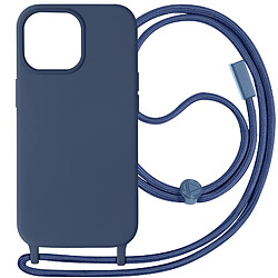 Avizar Coque Cordon pour iPhone 15 Pro Lanière Tour du Cou 80cm série Corda Bleu Nuit