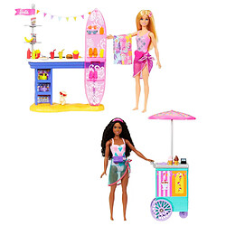 Mattel Barbie Coffret Promenade Bord de Mer Avec Poupées Brooklyn et Malibu Multicolore