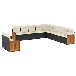 Maison Chic Salon de jardin 11 pcs avec coussins, Ensemble Tables et chaises d'extérieur noir résine tressée -GKD268822