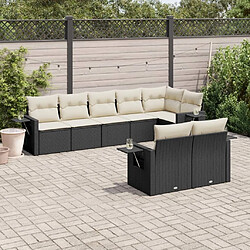 Maison Chic Ensemble Tables et chaises d'extérieur 8 pcs avec coussins,Salon de jardin noir résine tressée -GKD389536