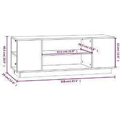 vidaXL Meuble TV Blanc 110x35x40,5 cm Bois de pin massif pas cher