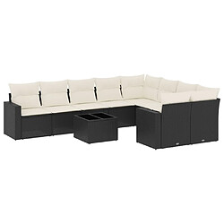 Maison Chic Salon de jardin 10 pcs avec coussins, Ensemble Tables et chaises d'extérieur noir résine tressée -GKD807313