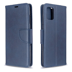 Wewoo Housse Coque Pour Galaxy A51 Rétro peau d'agneau Texture Pure Color Horizontal Flip PU en cuir avec support et fentes cartes et portefeuille et lanière bleu