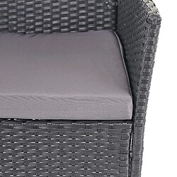 Decoshop26 Salon de jardin avec fauteuils banc et table en poly-rotin noir et coussin anthracite MDJ04149 pas cher