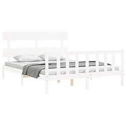 Acheter Maison Chic Lit adulte - Cadre Structure de lit avec tête de lit Contemporain blanc 160x200 cm bois massif -MN21390