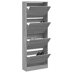 Maison Chic Armoire à chaussures | Meuble de rangement à chaussures Meuble d'Entrée sonoma gris 60x21x163,5 cm bois ingénierie -MN22531