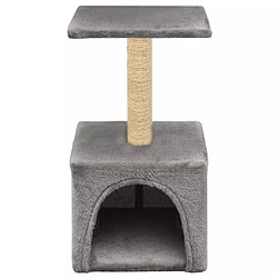 Helloshop26 Arbre à chat griffoir grattoir niche jouet animaux peluché en sisal 55 cm gris 3702078