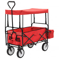 vidaXL Chariot à main pliable avec toit Acier Rouge