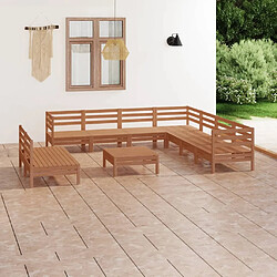 Maison Chic Salon de jardin 10 pcs - Table et chaises d'extérieur - Mobilier/Meubles de jardin Moderne Bois de pin massif Marron miel -MN62529