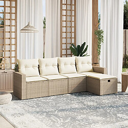 Maison Chic Salon de jardin avec coussins 5 pcs, Ensemble Tables et chaises de jardin,, Ensemble Tables et chaises de jardin, beige résine tressée -GKD812286