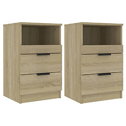 Maison Chic Lot de 2 Tables de chevet - Tables de Nuit Chêne Sonoma Bois d'ingénierie