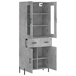 Avis vidaXL Buffet haut Gris béton 69,5x34x180 cm Bois d'ingénierie