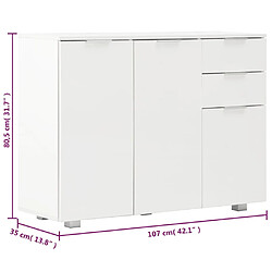 vidaXL Buffet Blanc brillant 107x35x80,5 cm pas cher