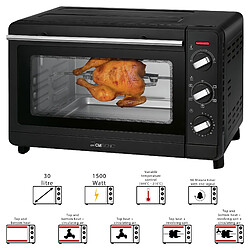 Four électrique à convection 30L avec Rôtissoire à poulet Rotative Minuterie, 1500, Noir, Clatronic, MBG 3728